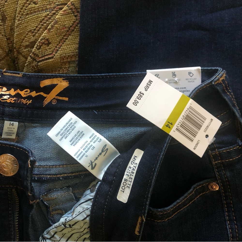 NWT Seven7 Dark Wash Bootcut Jeans Size 14 Mid-rise Starlette Flap Back Pockets - Picture 3 of 9